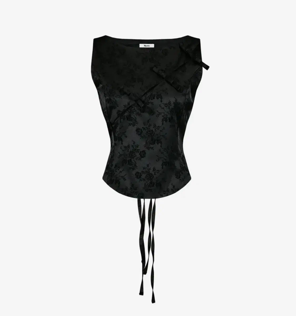 カシコ リボン パネルド スリーブレス ブラック