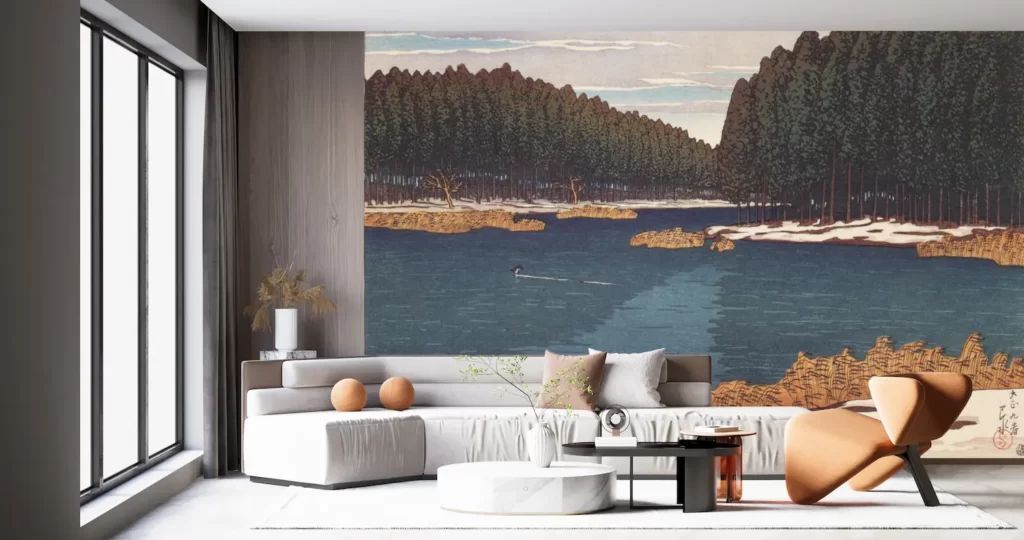 柚木沙弥郎「時計台の森」ガラス絵 肉筆 直筆サイン入 共シール 民藝