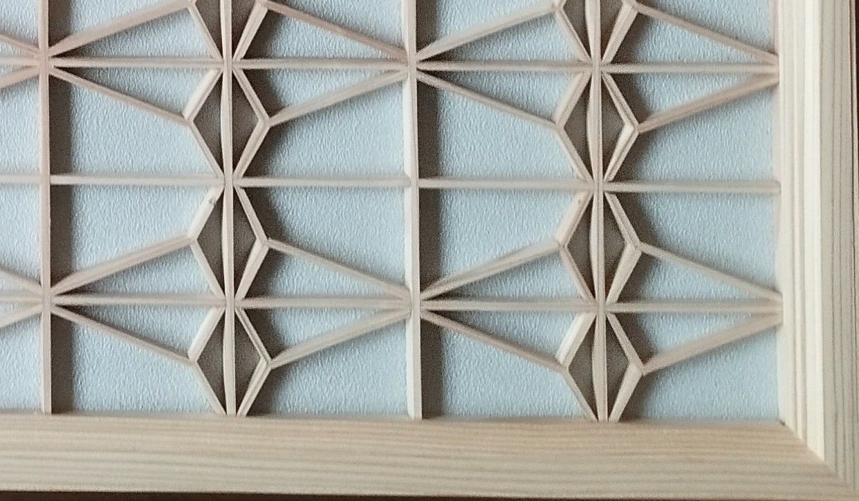 201❣️特価❣️組子クロス　アクリル板入り3枚一組木製額縁 201 組子 クロス アクリル板入り3枚一組 木製額縁