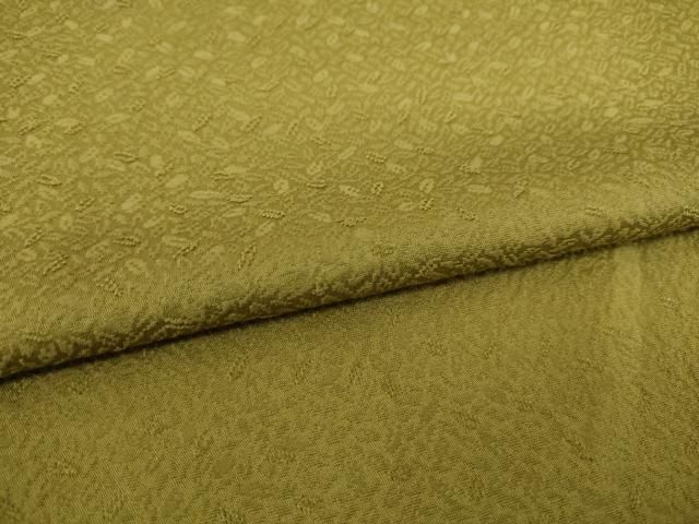 平和屋着物●上質な色無地　葉尽くし地紋　青朽葉色　正絹　逸品　AAAY1892ck 平和屋着物○上質な色無地 葉尽くし地紋 青朽葉色 正絹 逸品