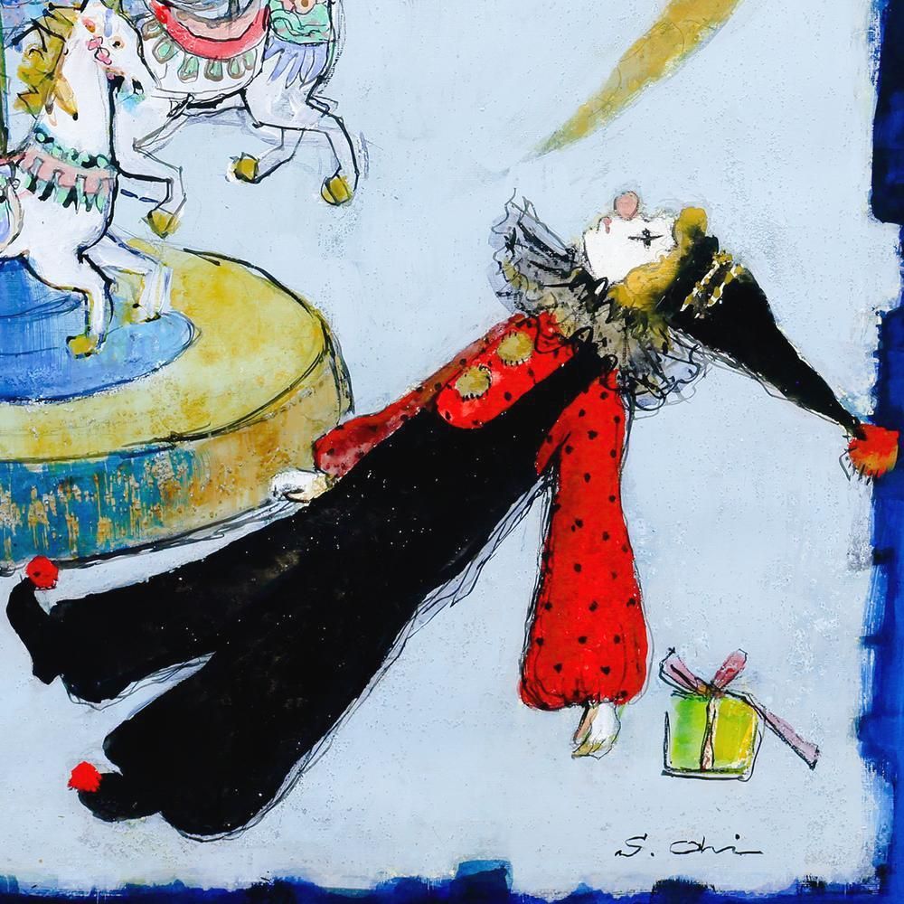 油彩画　ピエロ　原画 ピエロ〜道化師 原画 (額付き） 絵画 FDO 通販 7250549｜Creema