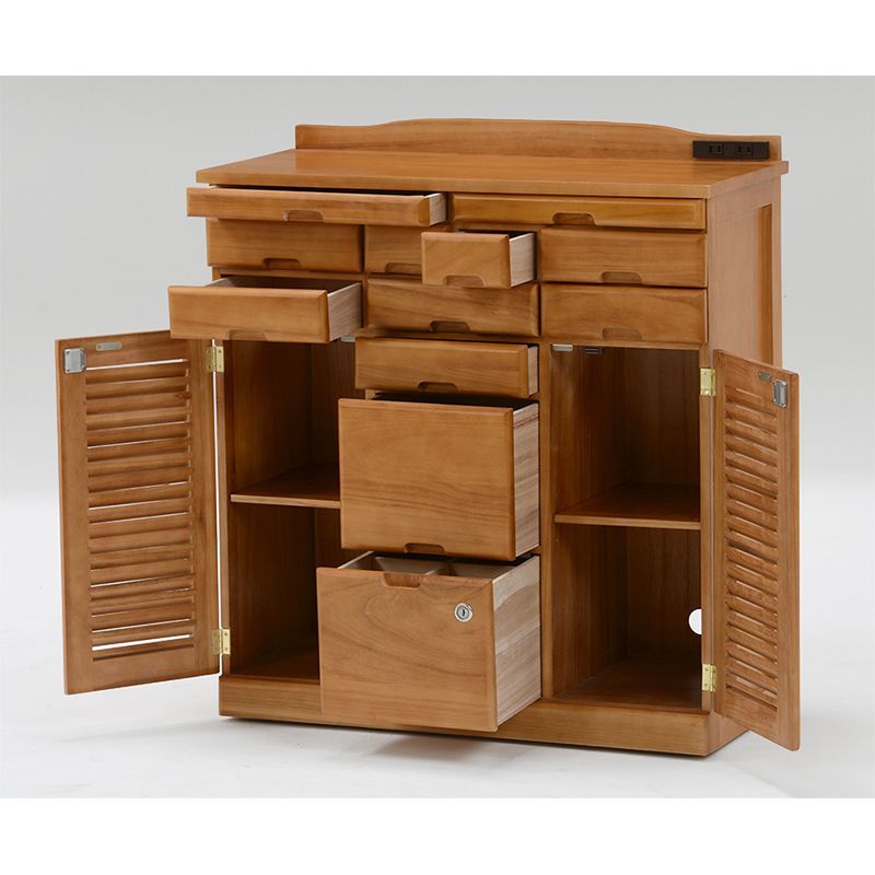 FAX台 桐チェスト 鍵付き 多段引出し 木製 幅76cm ファックス台 電話台