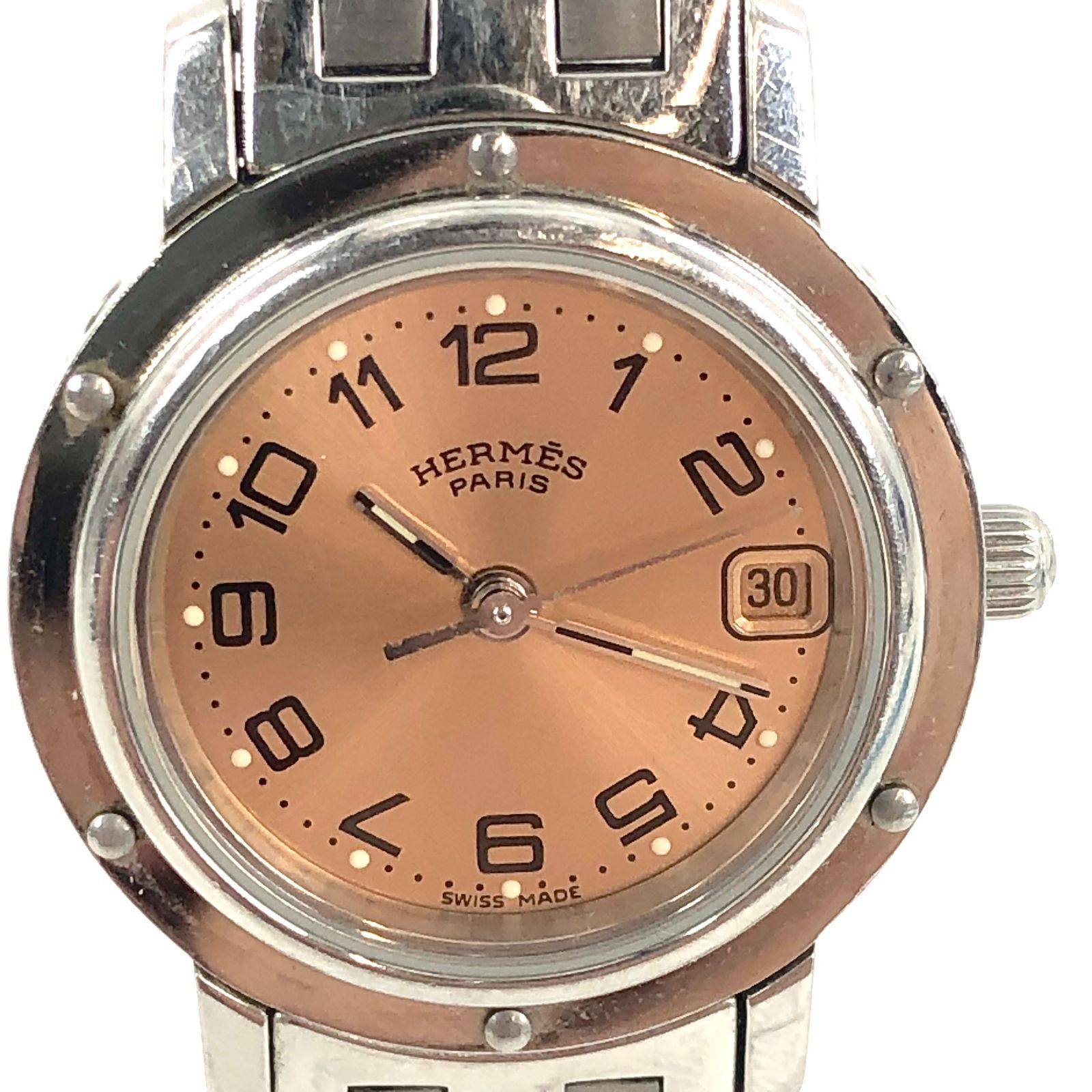 HERMES エルメス クリッパー CL4.210 SS/QZ デイト レディース腕時計