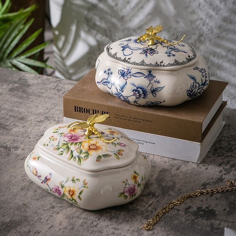 ジュエリー ボックス 花柄 エレガント アメリカン レトロ 氷割れ 模様