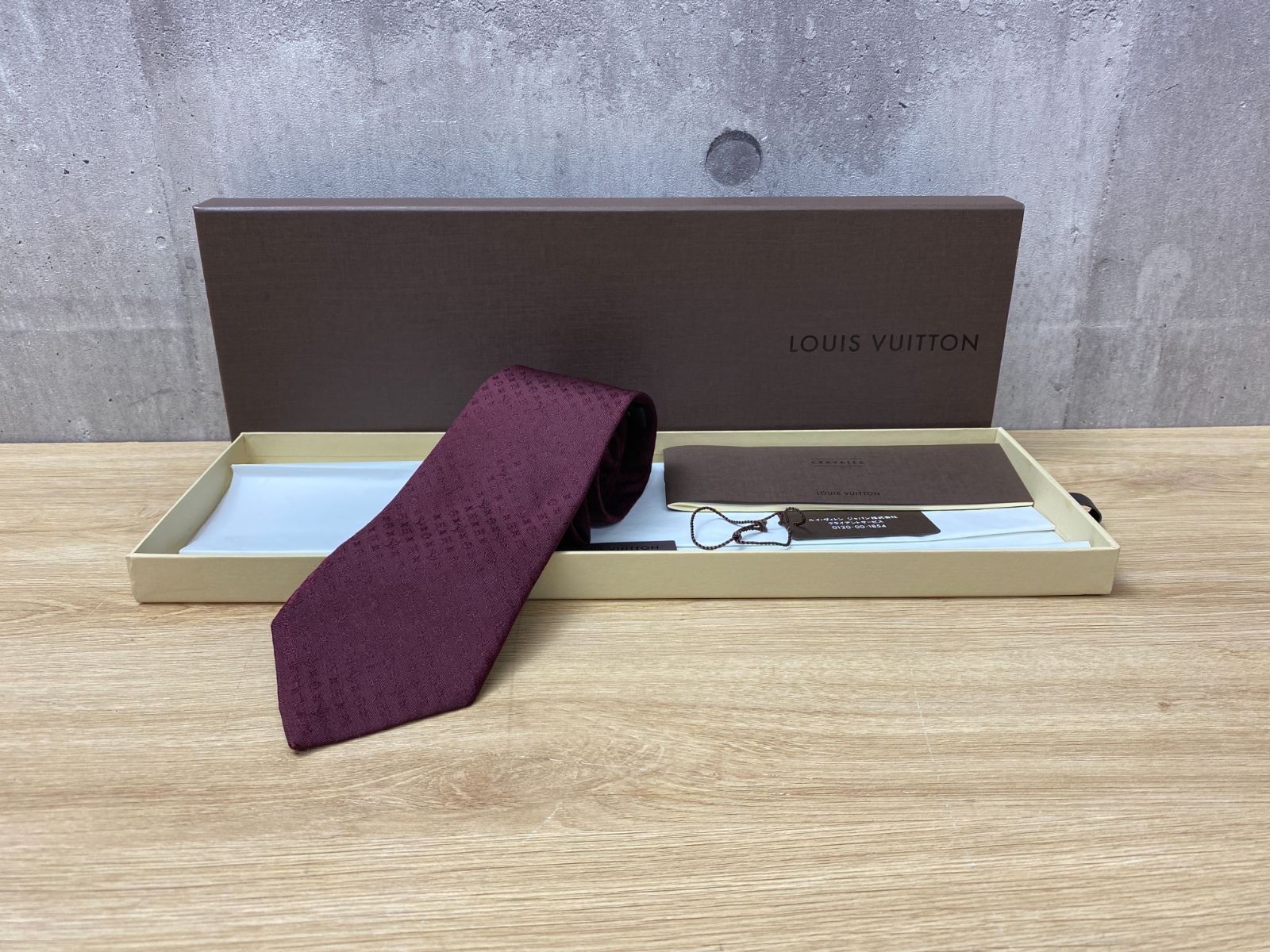 D-05058 LouisVuitton ルイヴィトン クラヴァット・モノグラミッシム ボルドー M78761 シルクネクタイ