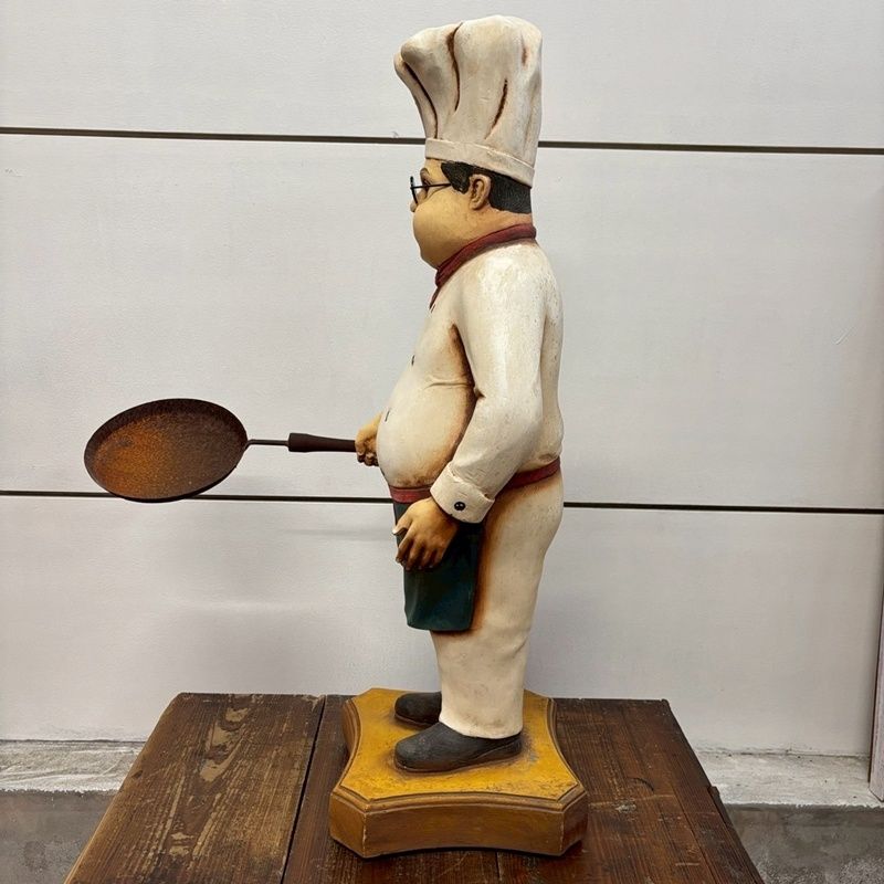 レトロ コックさん 人形 輸入品 高さ77cm シェフ 恰幅の良い メガネ