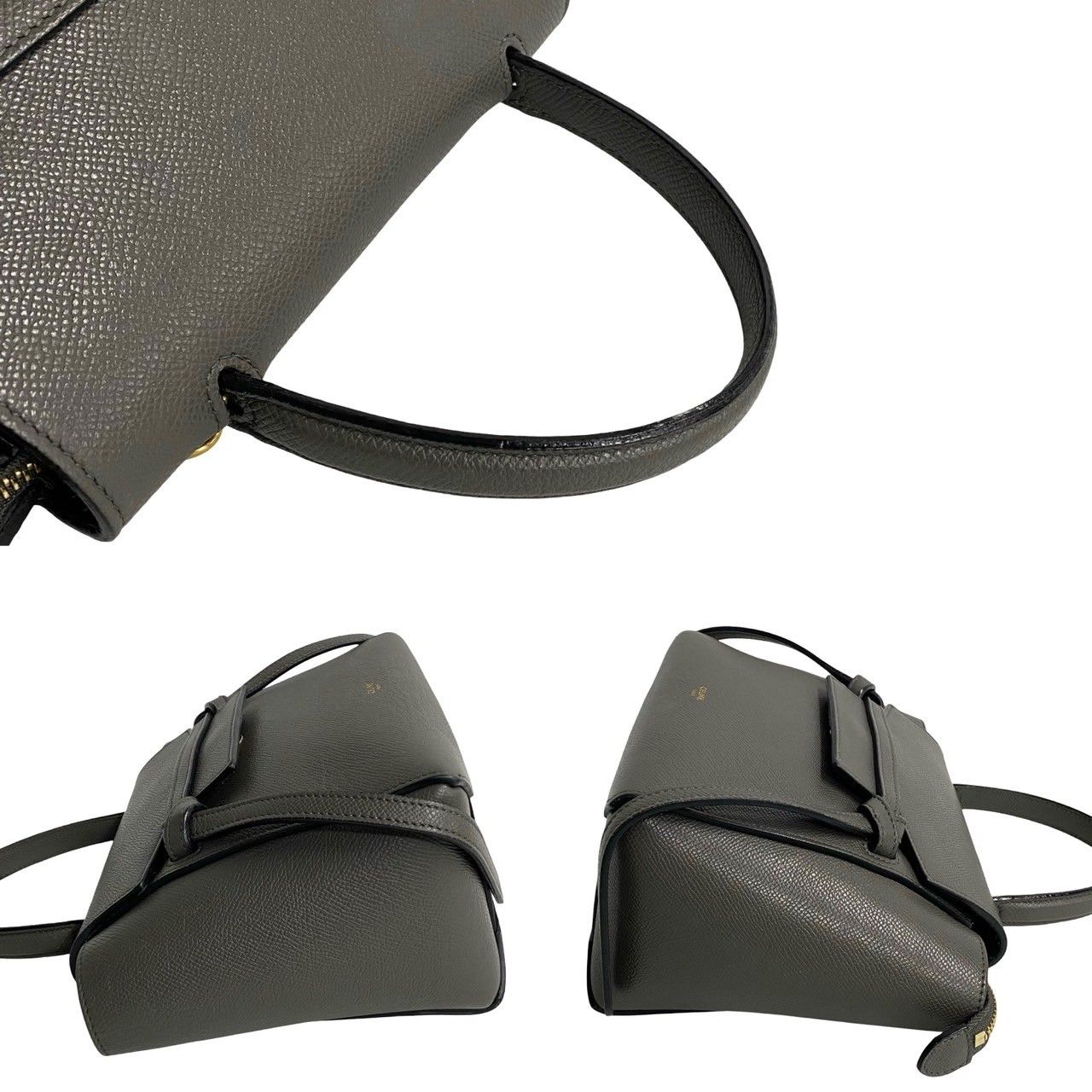 CELINE セリーヌ 2wayレザー バッグ ストラップ 収納袋 セリーヌラゲージ ナノショッパー ネイビー シルバー金具