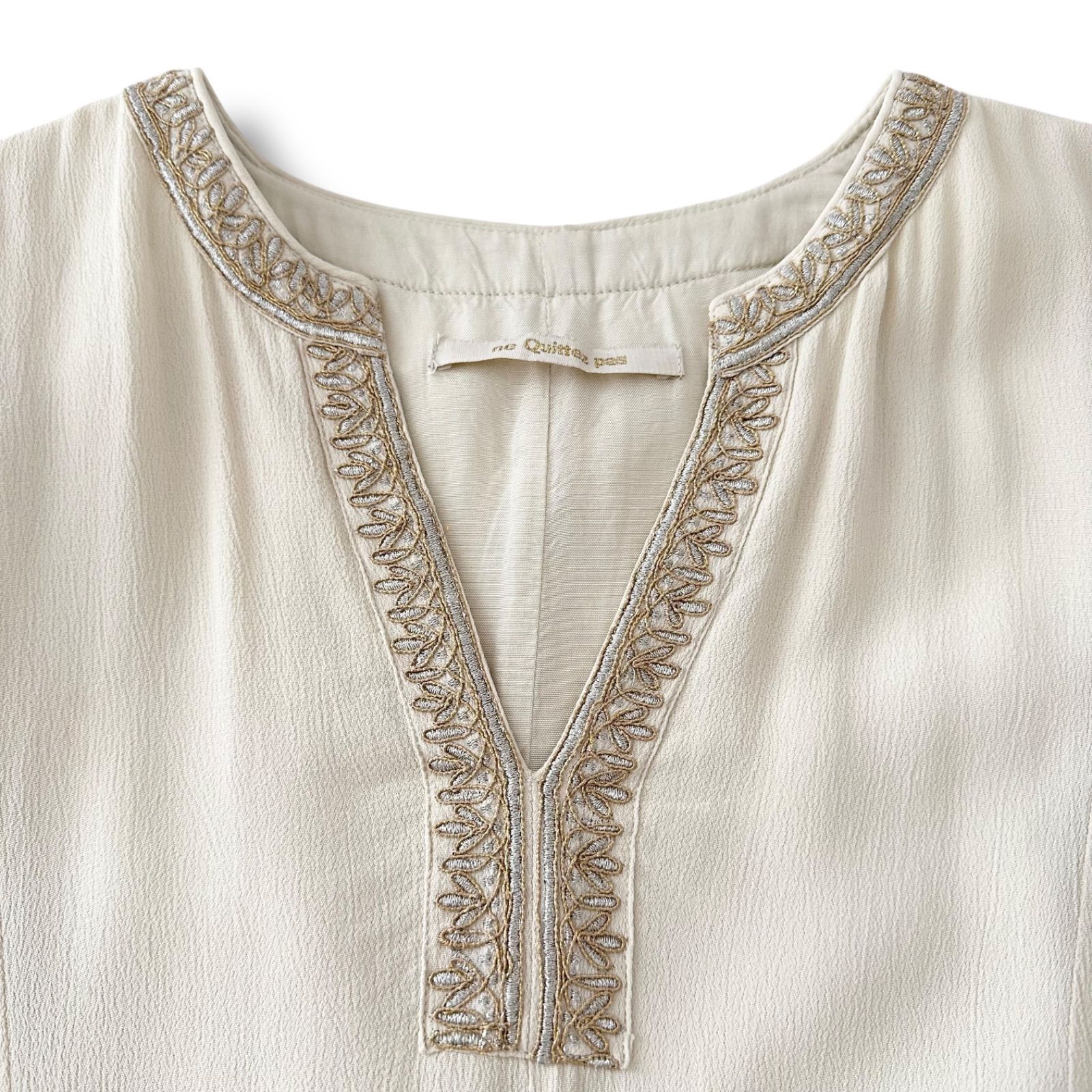 ヌキテパ　ワンピース　Moss Rayon Full Embroidery ヌキテパ Moss Rayon Zari Embroidery Panel Dress ロングワンピース