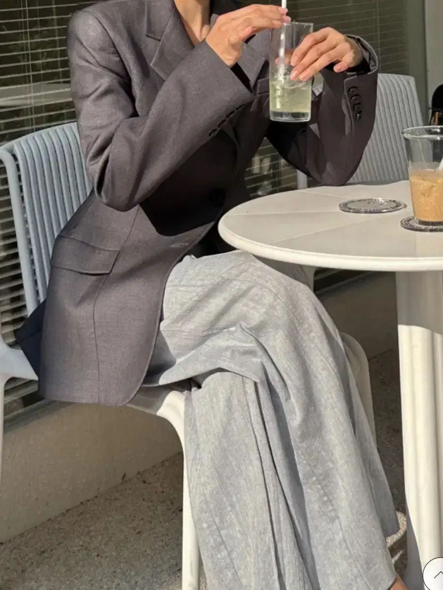 ラグジュアリー エーテル ウールシルク 砂時計ジャケット グレー m