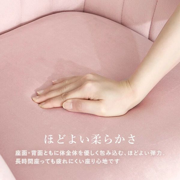 ベロア風ダイニングチェア クッション付き