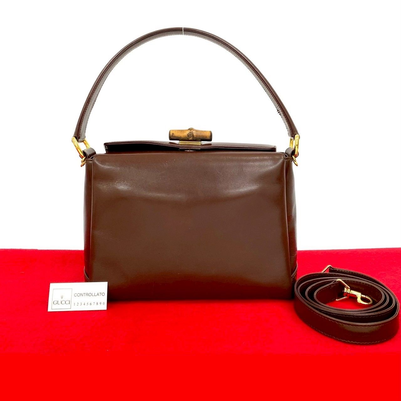 極 美品 GUCCI グッチ オールドグッチ ターンロック バンブー