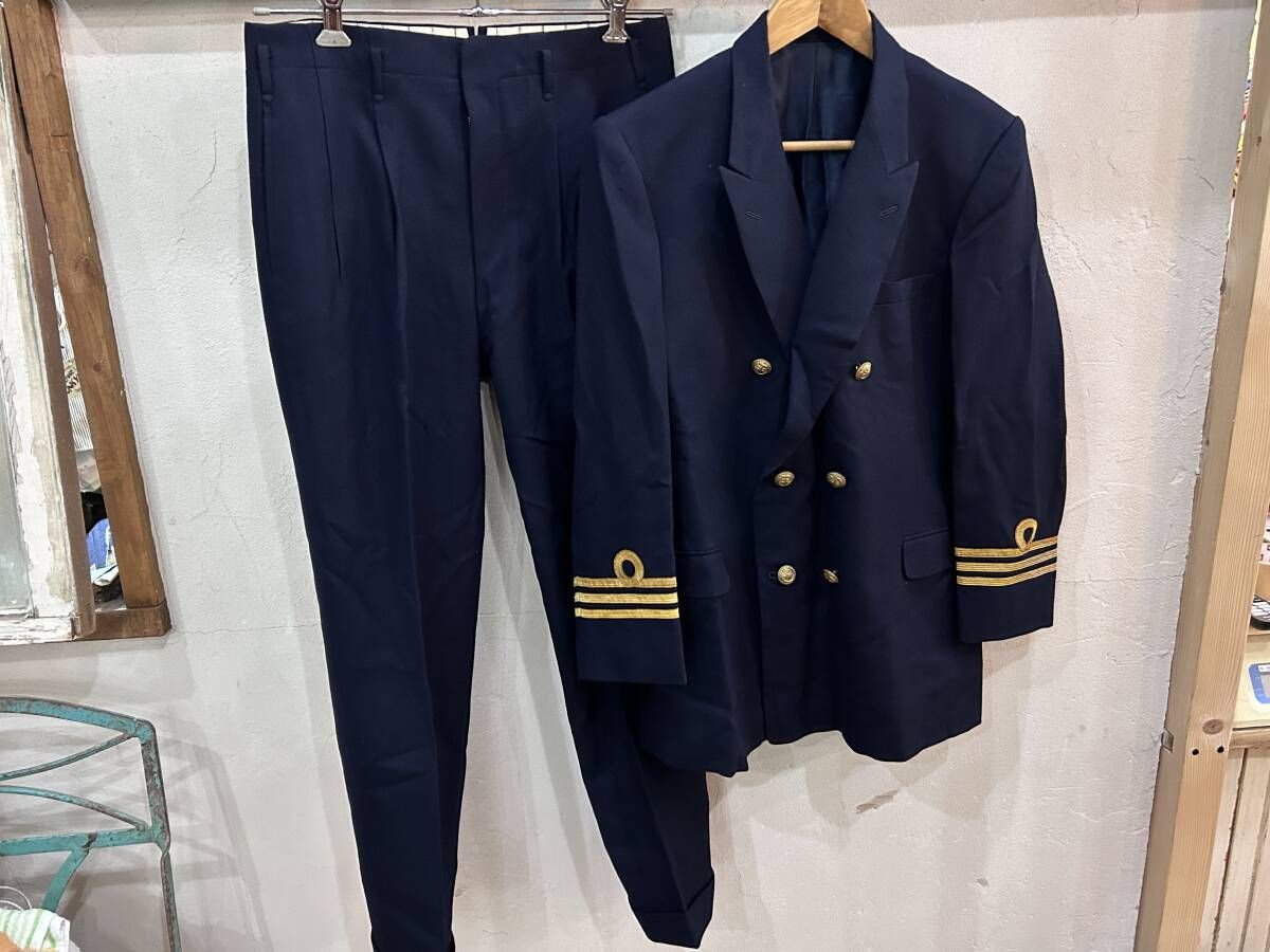 JAPAN VINTAGE 推定60S 航海士 船員用ユニフォーム セットアップ 金ボタン YKKミトラジッパー テーラー山本 山本洋服店
