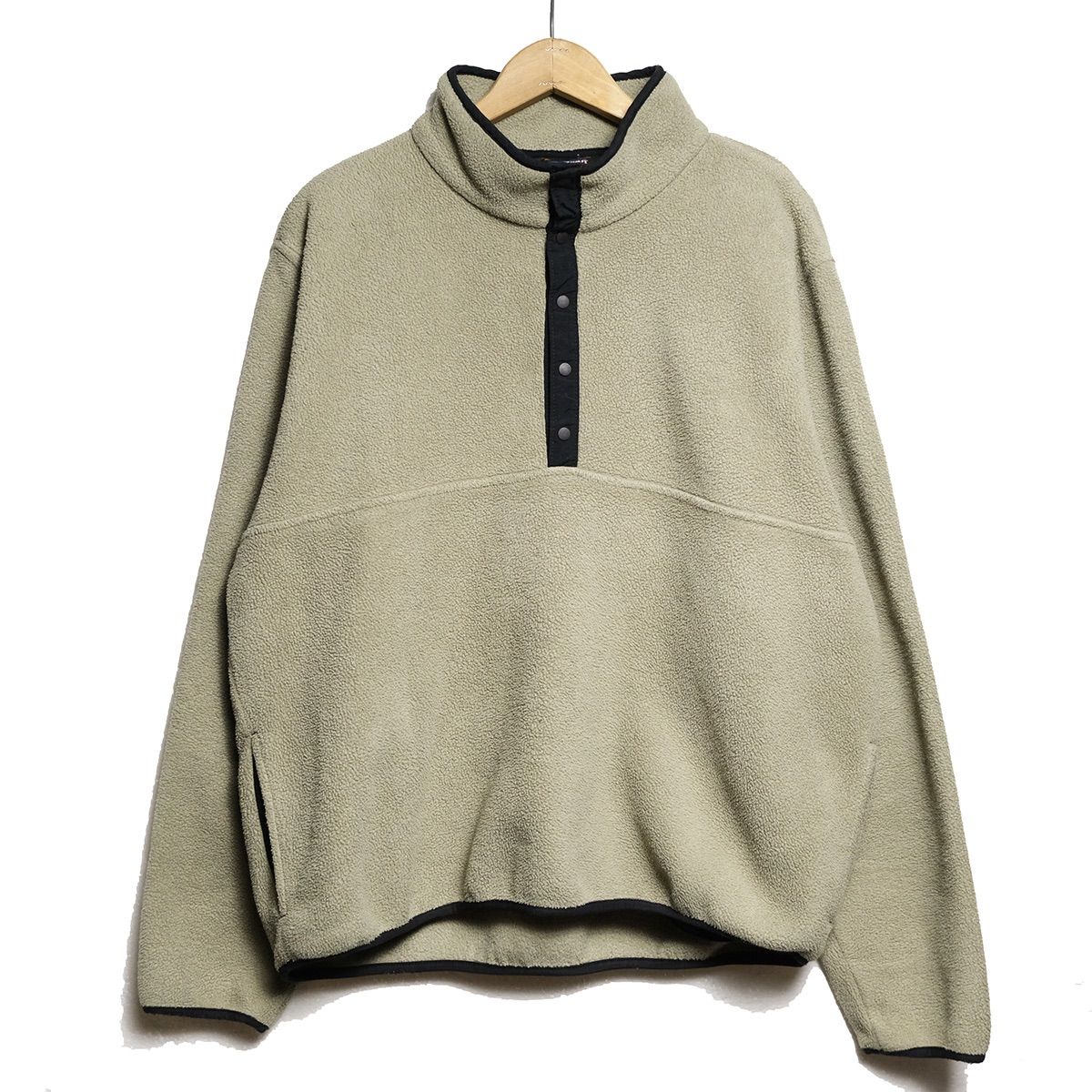 00's LLビーン プルオーバー フリースジャケット (L) ダークセイジグリーン×黒系 ポケット付 00年代 旧タグ オールド アウトドア L.L.Bean　アメリカ古着 USED  ビンテージ ヴィンテージ