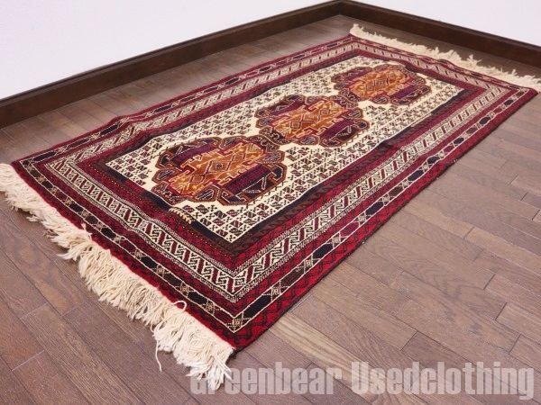 人気定番，送料無料 RAGQ216 未使用品 アフガンラグ ビンテージトライバルラグ ウール絨毯 156cm×87cm ラグ・カーペット
