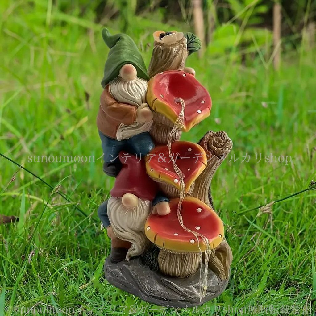 庭の装飾 ガーデン ノーム インテリア 4-7 樹脂 かわいい 庭 エルフ 小人 ソーラー おしゃれ キノコ 雑貨 ガーデニング お洒落 ガーデン雑貨 ガーデンインテリア ライト ガーデンライト
