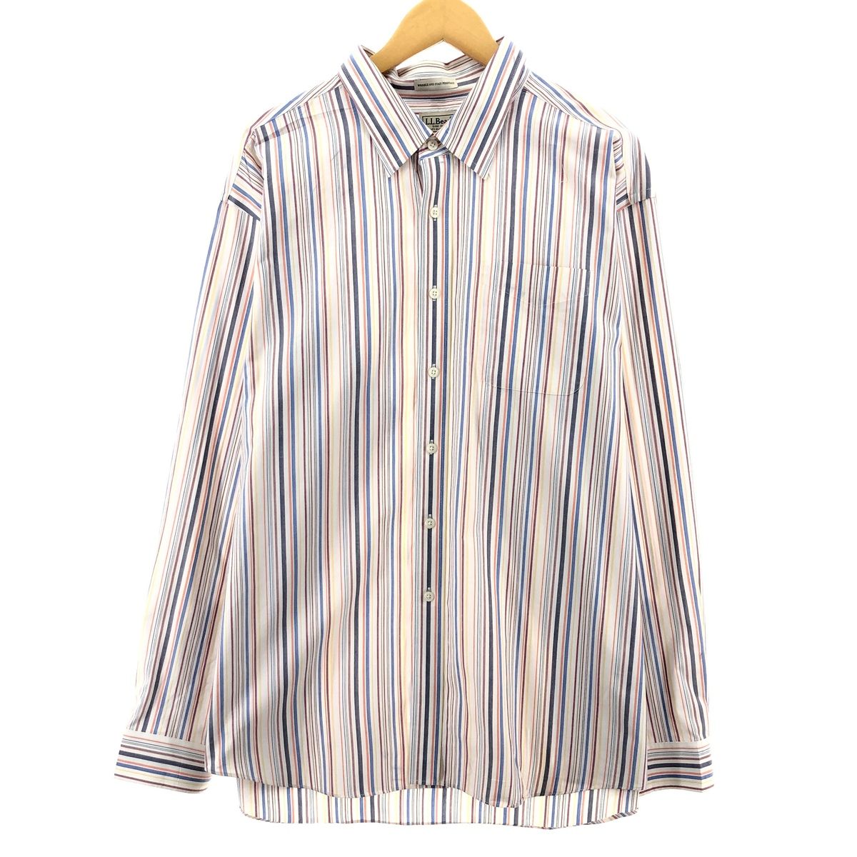 古着 エルエルビーン L.L.Bean WRINKLE AND STAIN RESISTANT 長袖 マルチストライプ コットンシャツ メンズXXL/eaa385684