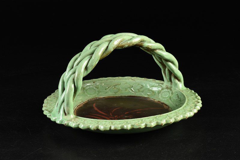 蔵A2437 源内焼 捩持手付鉢 輪花菓子鉢 時代