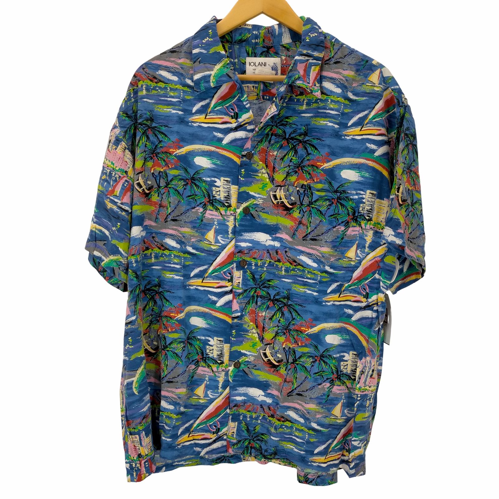 イオラニ IOLANI USA製 S/S 総柄レーヨンアロハシャツ メンズ JPN：L 