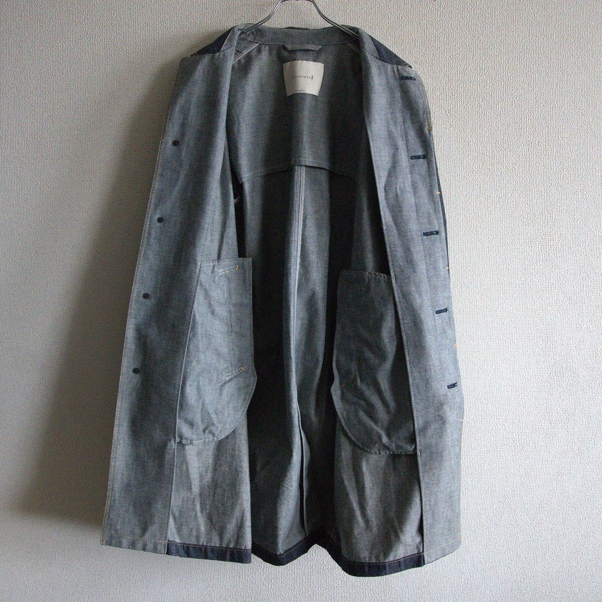美品 マッキントッシュ　ダンケルド　インディゴ　デニム　ステンカラーコート 美品】MACKINTOSH【DUNKELD INDIGO RIGIT】42 デニム ステン