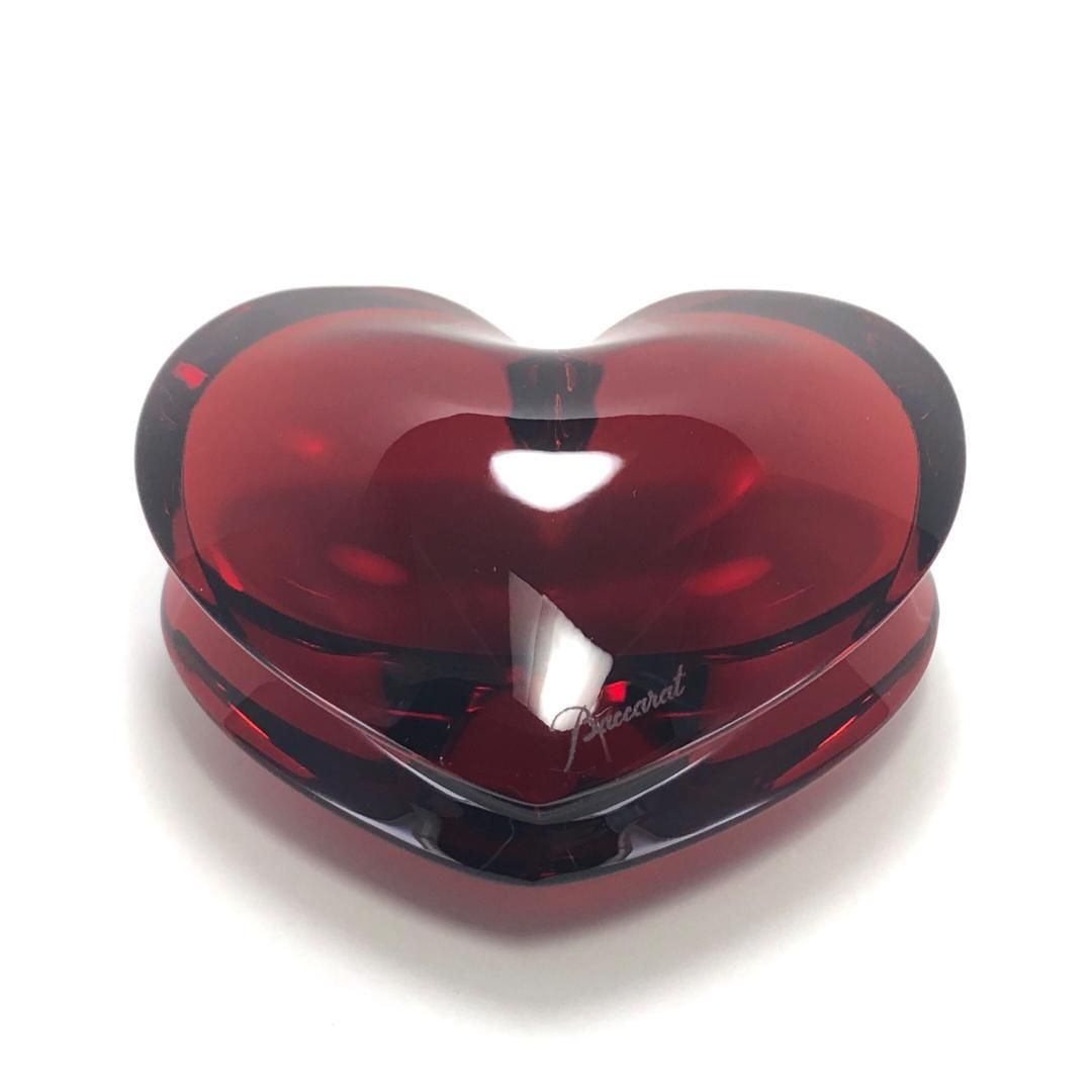 き Baccarat バカラ ザンザン ハート ペーパーウェイト クリスタルグラス レッド BC282