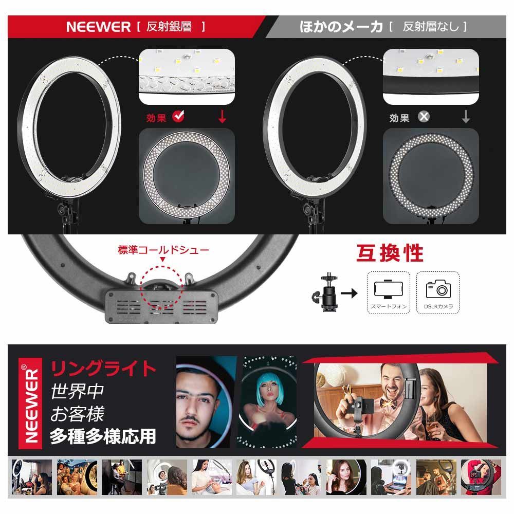 18インチリングライト 撮影用ライト 自撮りライト 三脚スタンド+ 18インチリングライト 撮影用ライト 自撮りライト 三脚スタンド+