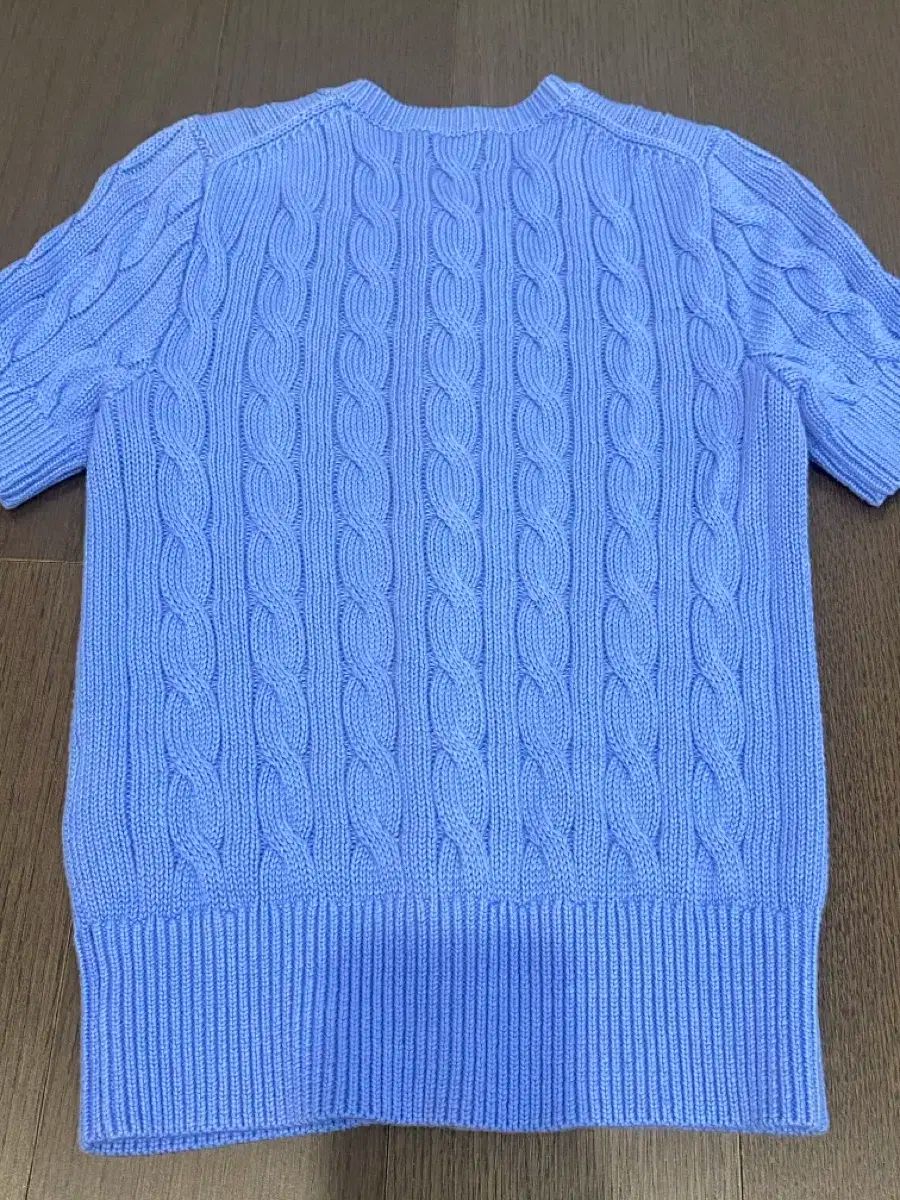 ポロ Ralph Lauren ラルフローレン ケーブル ニット 半袖 カーディガン 青