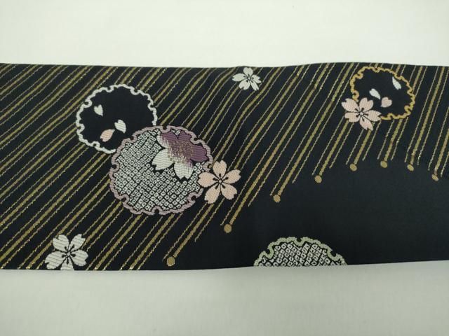 平和屋着物○九寸名古屋帯 唐織 雪輪桜 金糸 正絹 逸品 未使用