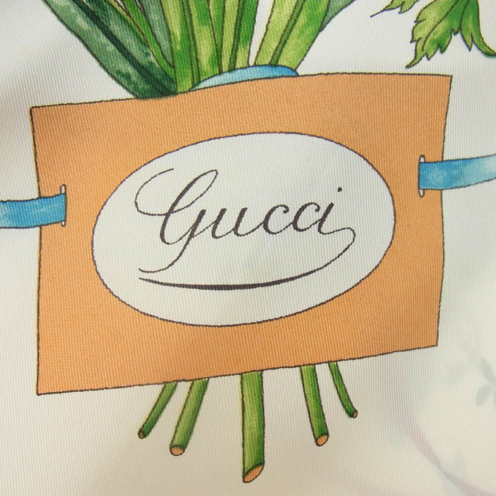 GUCCI グッチ シルク100％ 花束 フラワー 花柄 スカーフ オフホワイト