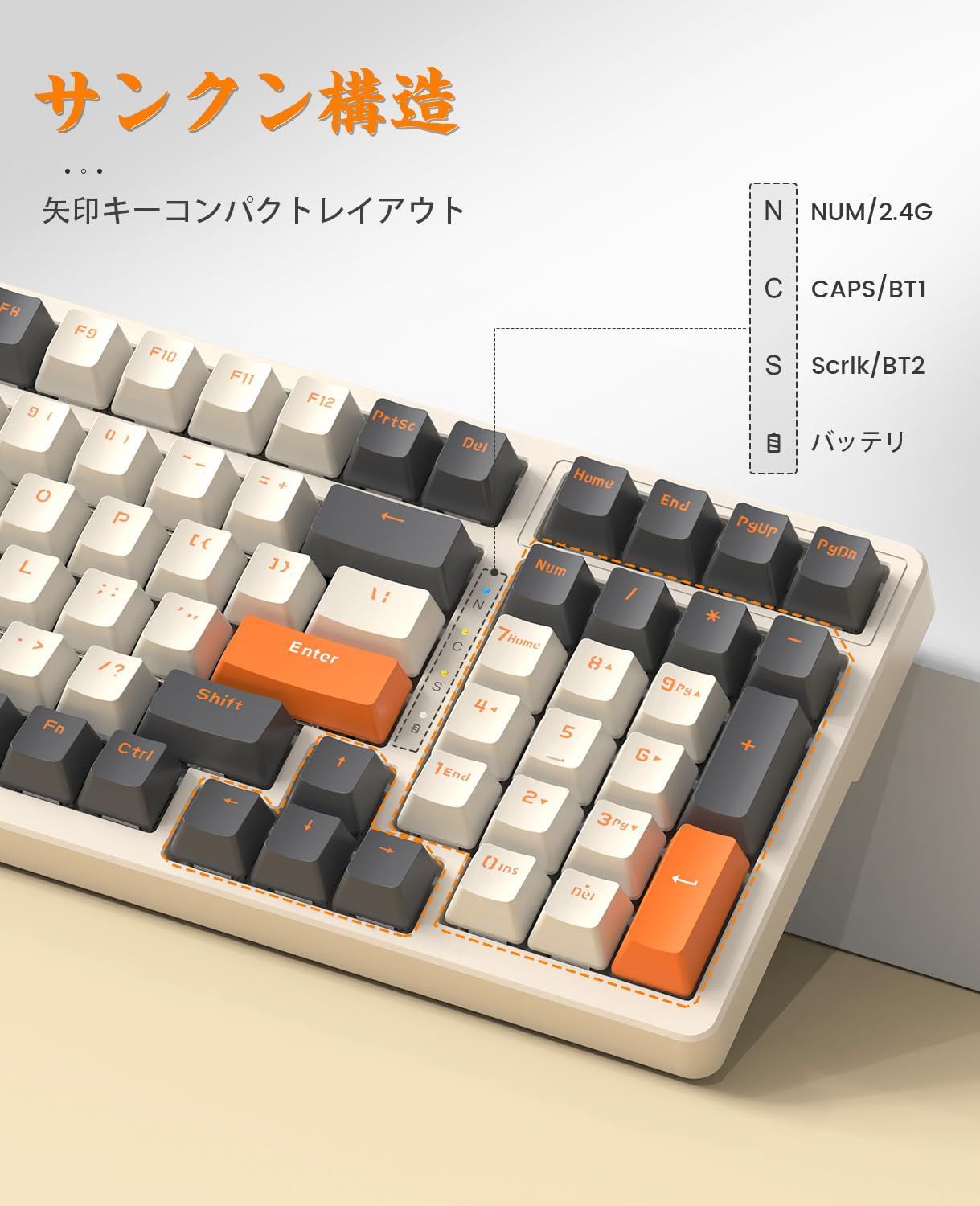 特価セール】日本語説明書（トワイライト 在宅勤務 対応 Surface Android iOS iPad Mac Windows 赤軸）  ゲーミング、オフィス用 テンキー付き ホットスワップ 100キー 小型 無線 Type-C+USBレシーバー ワイヤレス Amazon.co.jp  最新リリース: タブレット用キーボード の ...