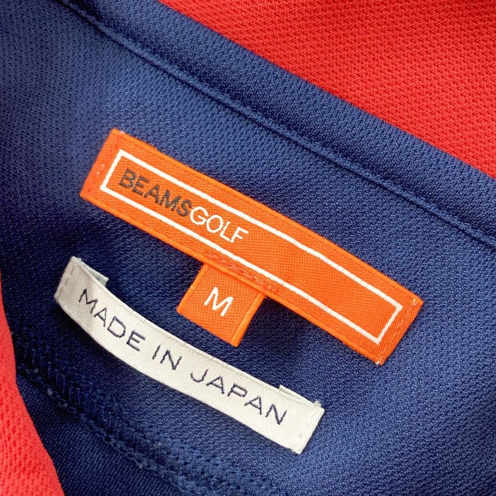 サイズ：M BEAMS GOLF ビームスゴルフ 半袖ポロシャツ 刺繍