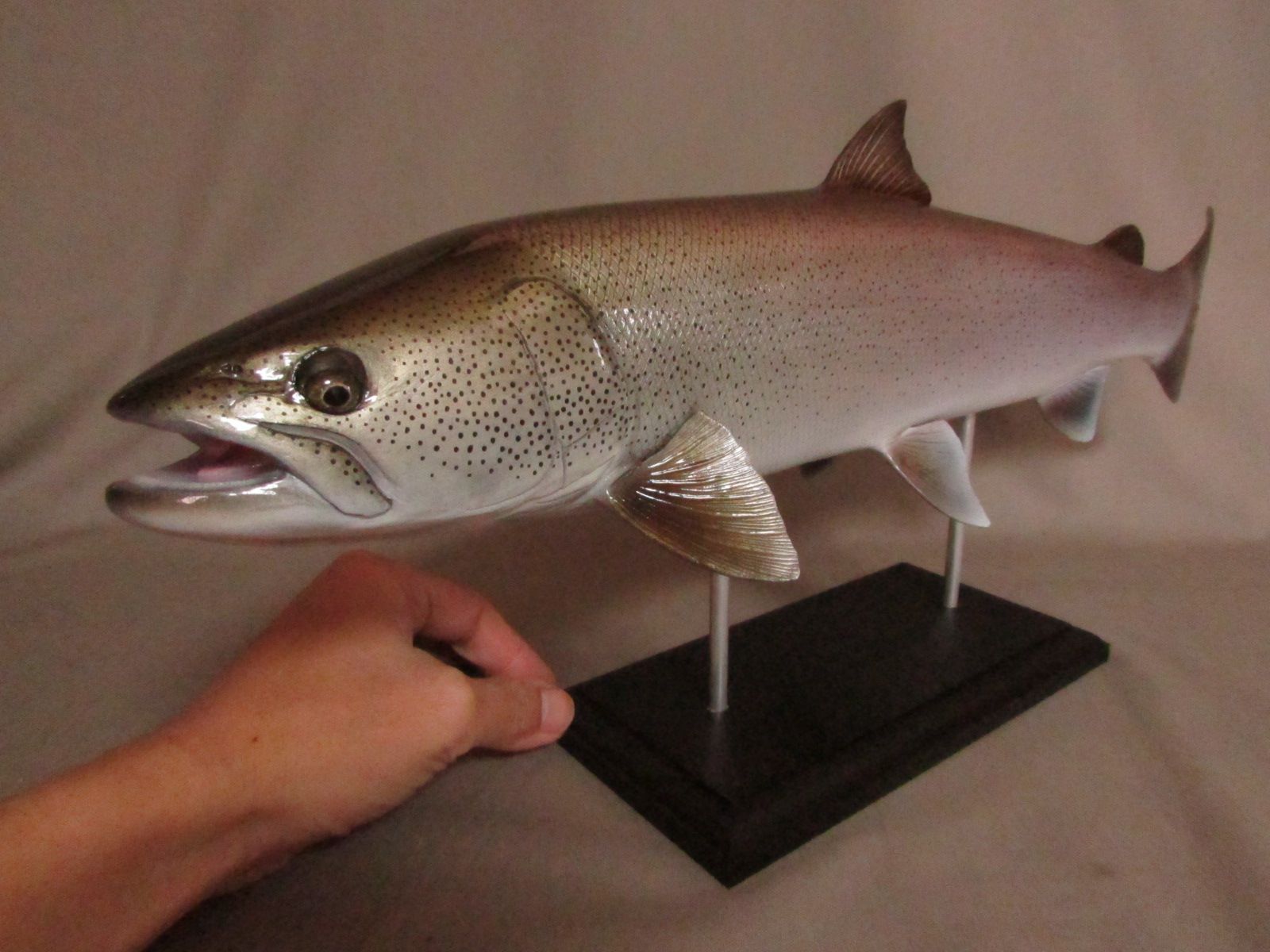 ○ハンドメイド 手作り ６4ｃｍサクラマス 桜鱒 壁掛け 魚模型 