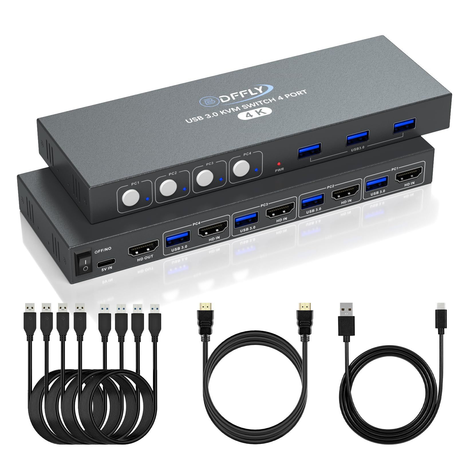 スイッチャー 4K 60Hz モニター をサポート PC ポート 4 スイッチ ポートを備えた 3.0 HDMI プラグ USB つのモニターを共有 フル アンド 1 で プレイ EDID 台のコンピューター|4PC スイッチ 4 付き KVM