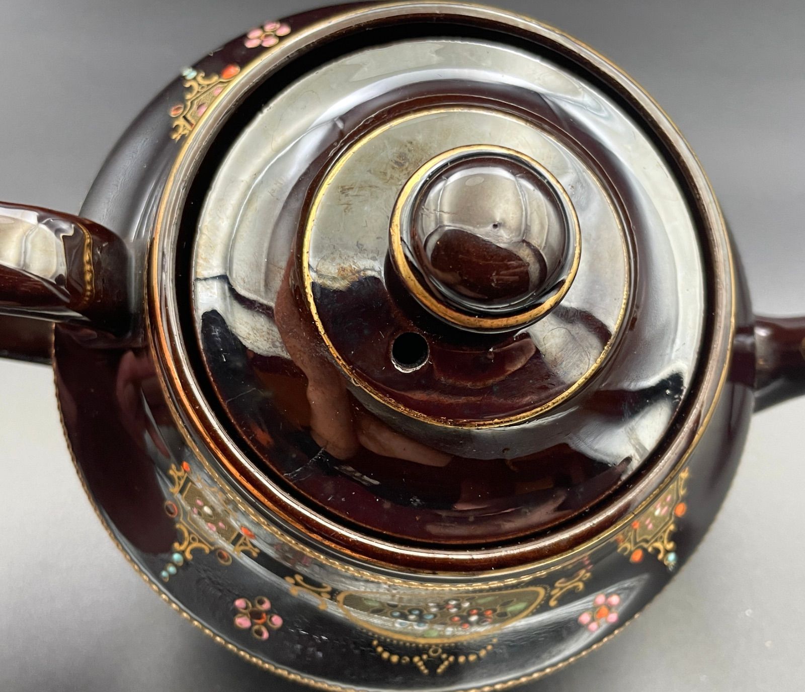 最高峰 Gibson&sons 英国 1900年初期 漆黒花金紋カップ＆ソーサー 希少】Gibson & Sons（ギブソン） ティーポット アンティーク