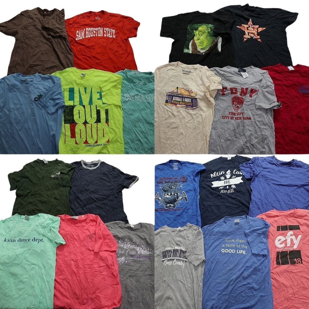 古着卸 まとめ売り カラーmix プリント 半袖Tシャツ 21枚セット (メンズ S /M ) 英文字プリント  リンガー カレッジ風 MS8920