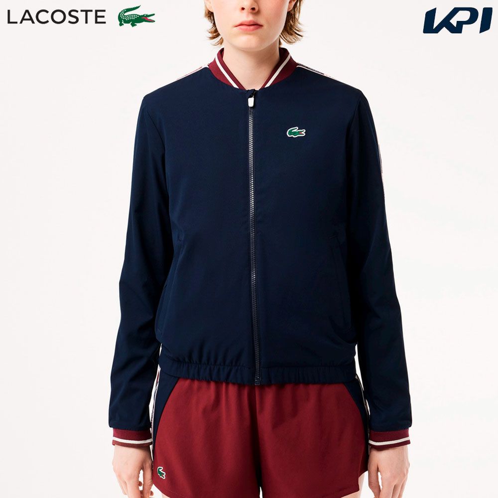 ラコステ LACOSTE テニスウェア レディース スリーブテーピングジップジャケット BF1026-99-166 2025FW タオルキャンペーン対象