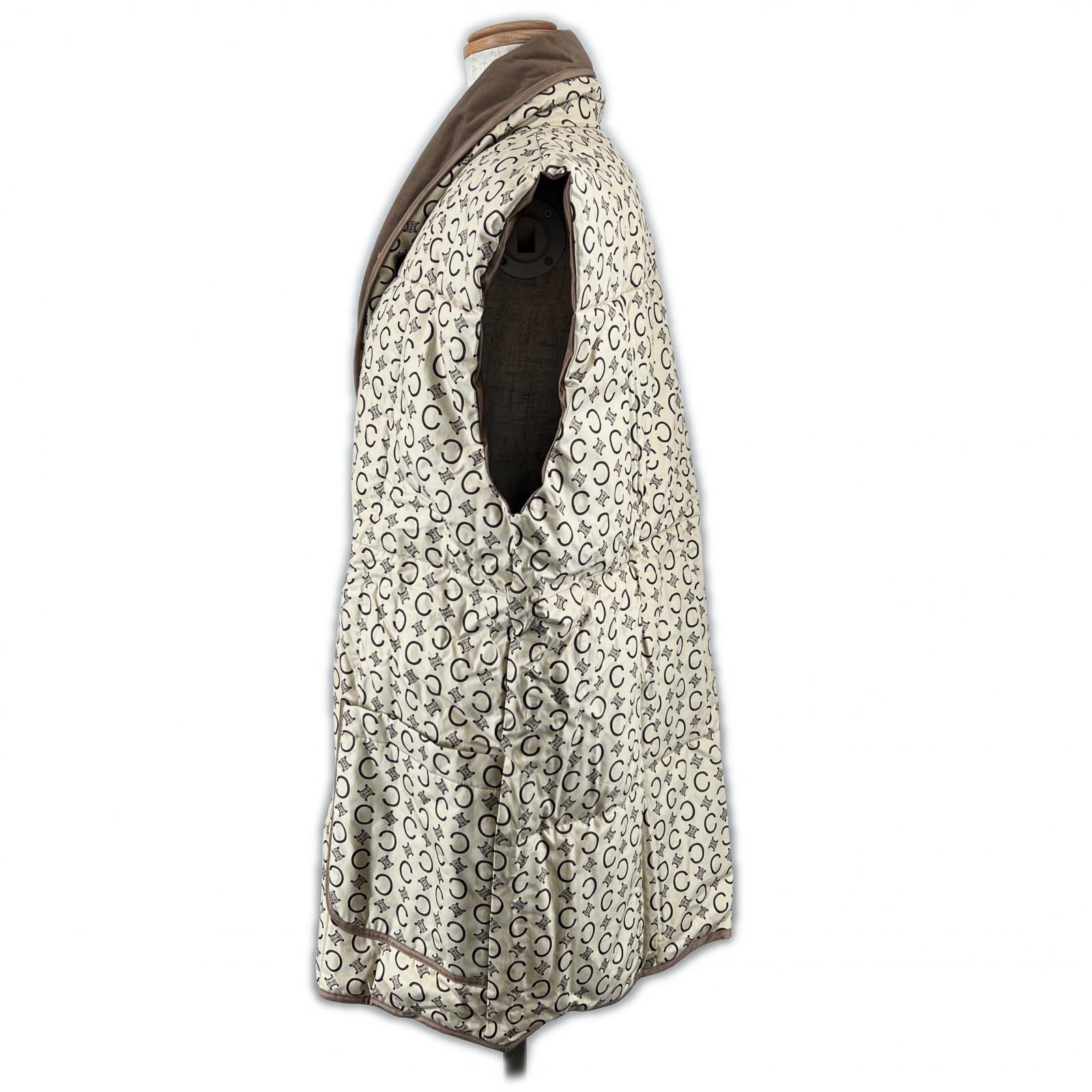 ▲CELINE セリーヌ SAF1553736 コットン100％ トリオンフ スリーパー ダウンベスト ベージュ M〜L き