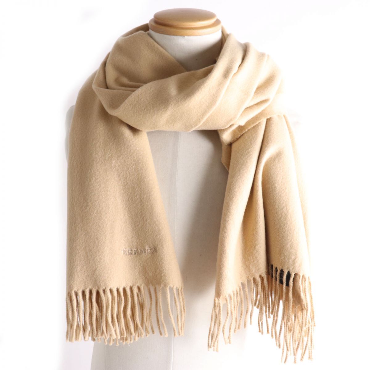 レディス ファッション 未使用品△HERMES エルメス カシミヤ100% ロゴ