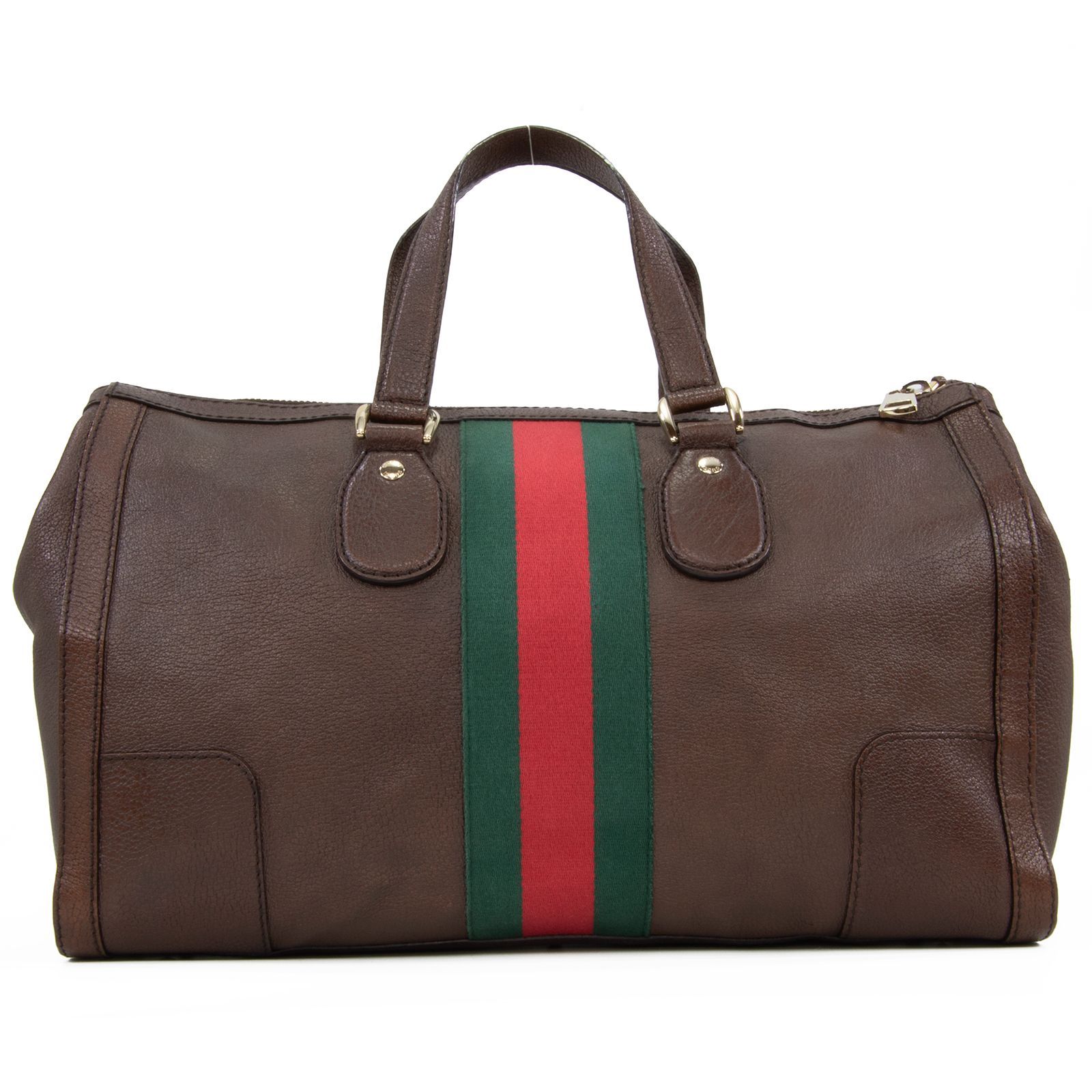 本物 グッチ ボストンバッグ メンズ シェリー 焦げ茶色 旅行 大きめ 赤