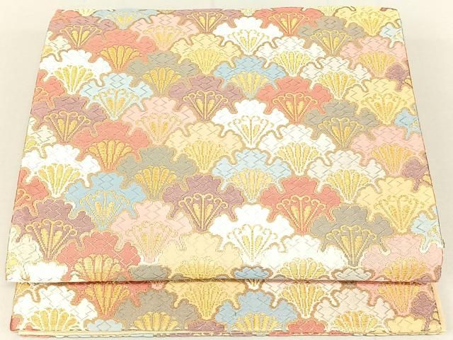 新古品】仕立上がり 振袖用 袋帯 単品「黒よろけ縞 ブーケと