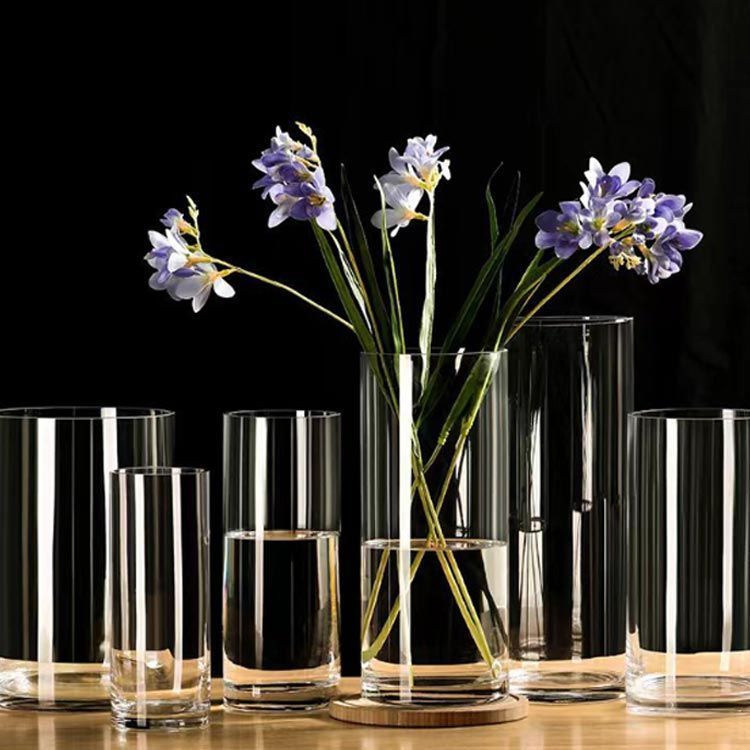 フラワーベース ガラス 円柱 生花 枝物 ドライフラワー グリーン 花瓶 花器 花立 透明 クリア ストレート スリム 北欧 プレゼント ギフト おしゃれ フラワーベース ガラス 円柱 大きい 生花 枝物 ドライフラワー