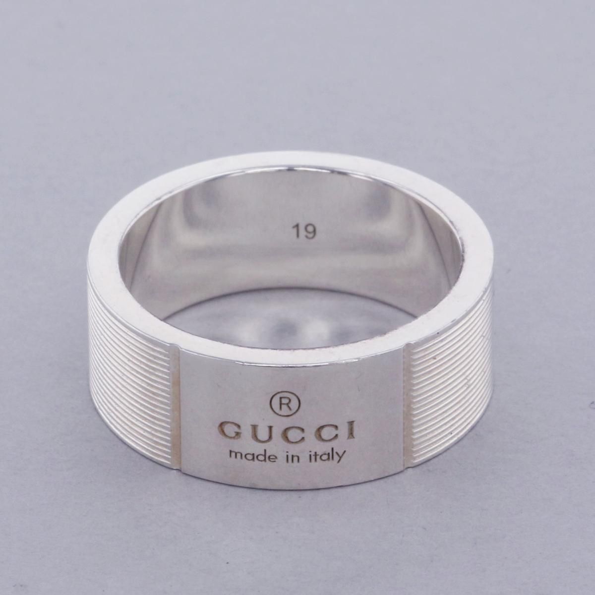 中古】 GUCCI （グッチ） ｼﾙﾊﾞｰﾘﾝｸﾞ ブランドジュエリー 指輪 ﾛｺﾞ 19号 