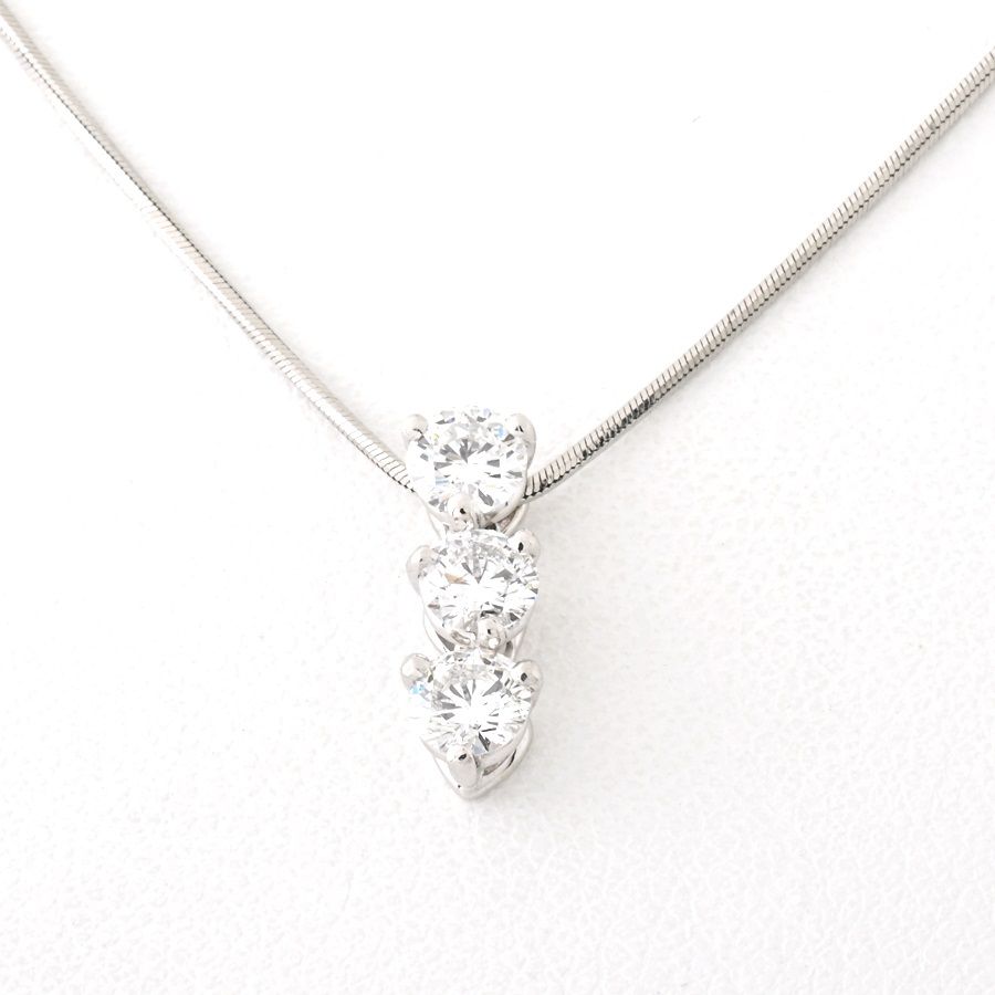 純正ストア PT900/K18WGダイヤネックレス0.357/0.02ct/ネックレス/AB