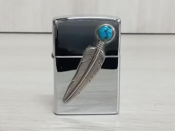 ZIPPO ジッポ ライター 1997 羽 ターコイズ ぽい 天然石 ケース無し