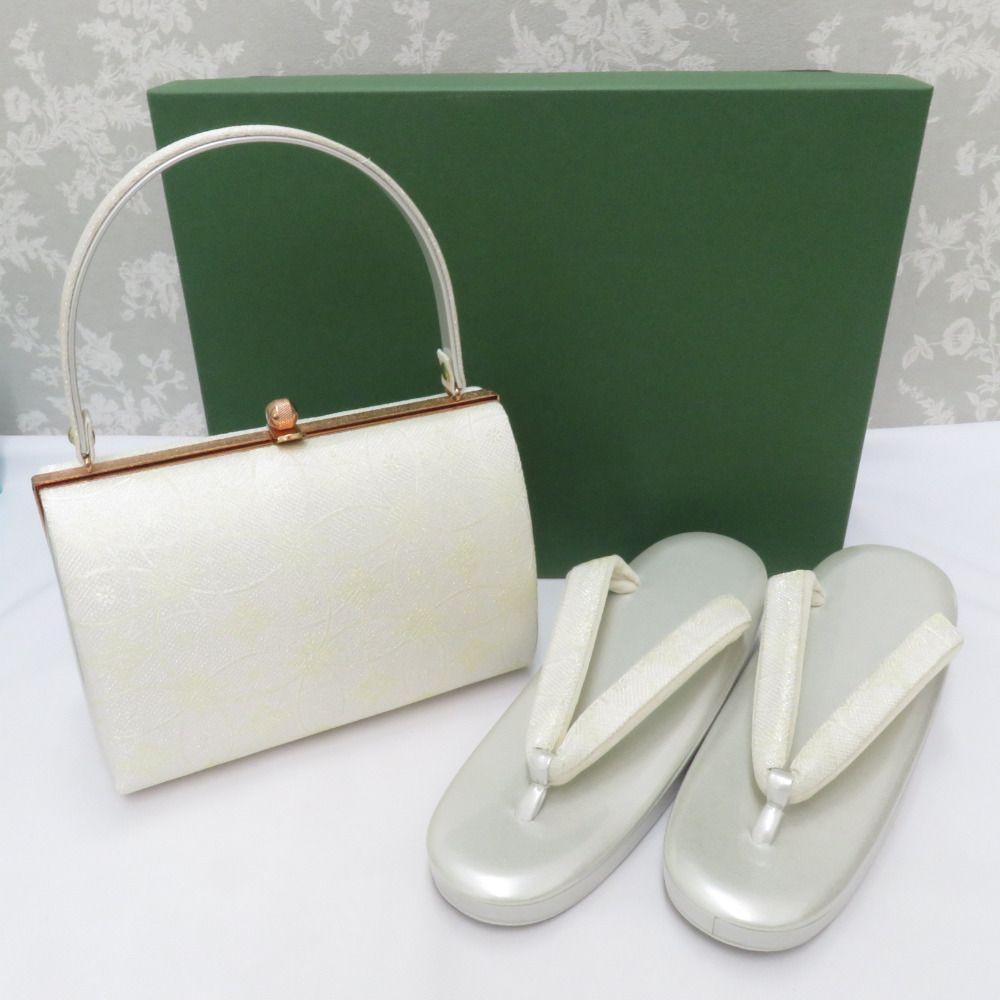 草履 バッグセット 草履バッグセット シャンパンゴールド 七宝 シルバー 24.0ｃｍ フリーサイズ フォーマル 留袖 訪問着 付下げ 色無地