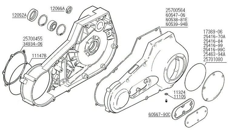 ダイナ、ソフテイル・プライマリー周りガスケット各種:インナー ダイナ、ソフテイル・プライマリー周りガスケット各種:インナー