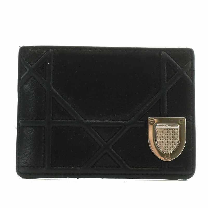 クリスチャンディオール Christian Dior カードケース 名刺入れ レザー ロゴ シルバー金具 黒 ブラック |XZ OH GY03