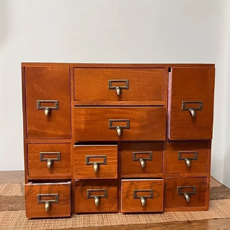 1057 ヴィンテージ　ネームプレート取手の小引き出し　収納棚　チェスト レトロ 1057 ヴィンテージ ネームプレート取手の小引き出し 収納棚