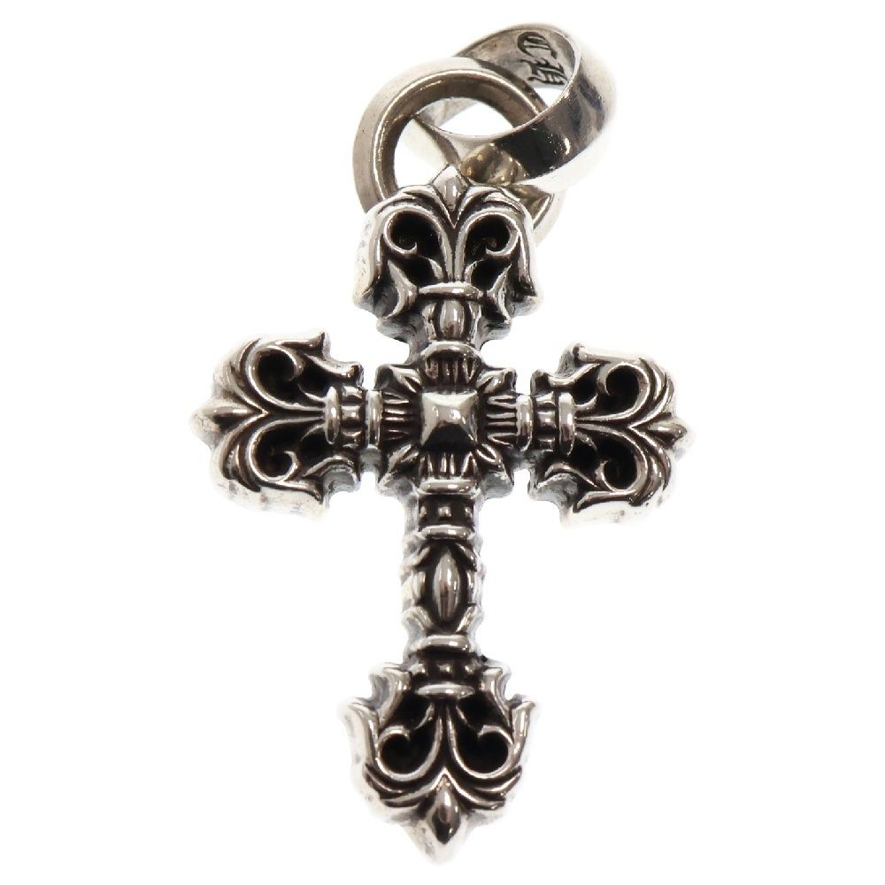 CHROME HEARTS (クロムハーツ) FILIG/CROSS-SM W/BALE フィリグリークロスS Wベイルネックレス シルバー