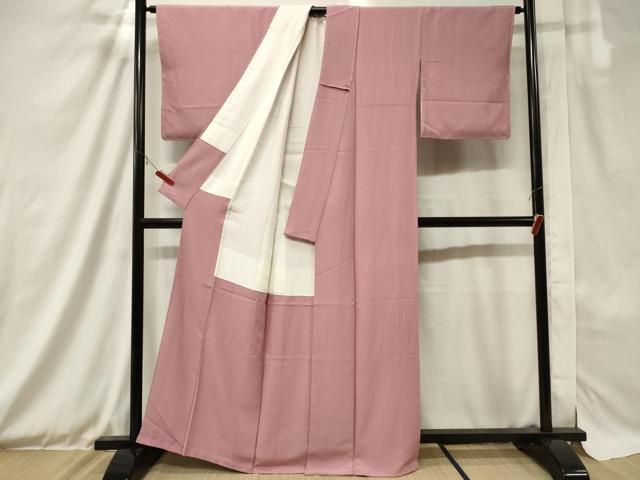 平和屋着物▽上質な色無地 単衣 紋意匠 紅掛花色 正絹