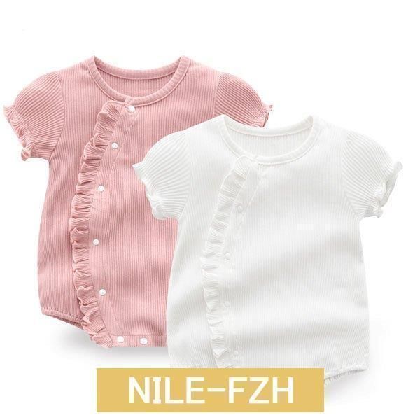 ベビー ロンパース 女の子 赤ちゃん 服 前開き リブ ベビー服 双子 フリル 赤ちゃん服 綿 コットン ベビーロンパース 長袖ロンパース 前開LMQ263 秘密